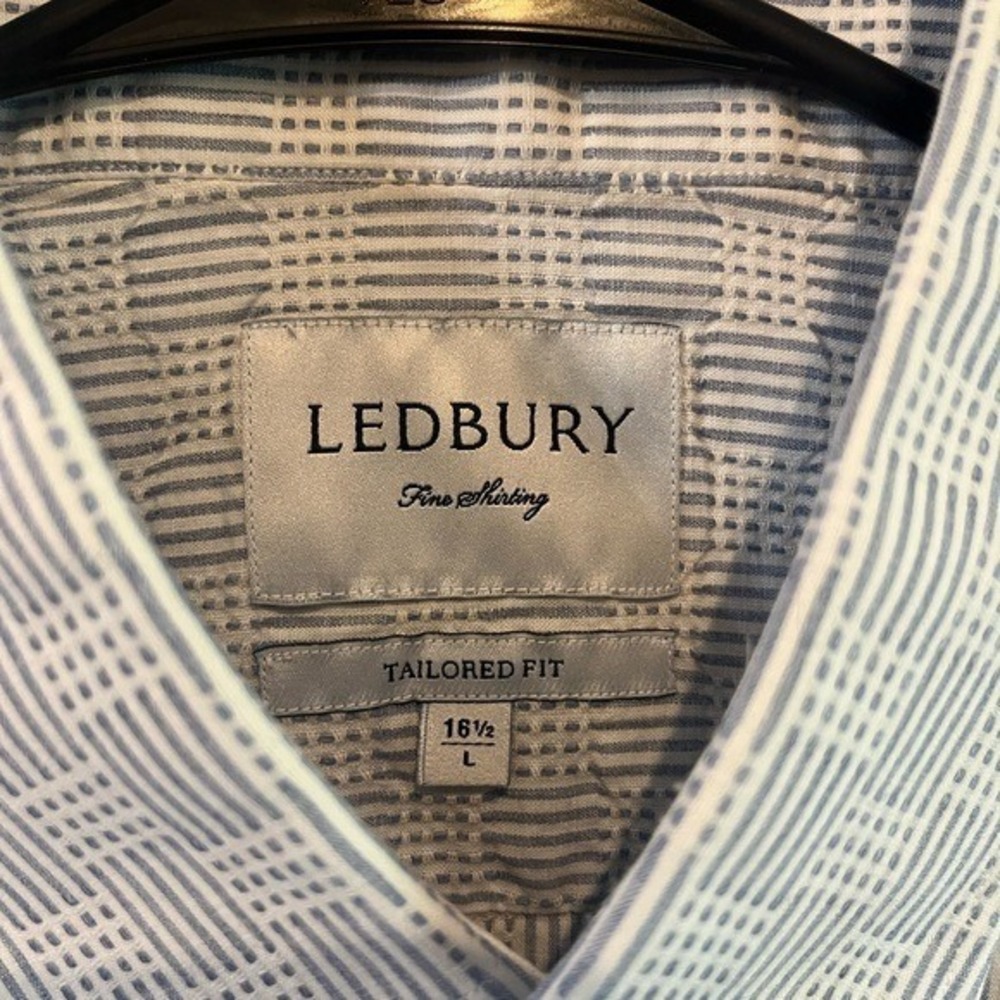 Ledbury Fine Shirting Mens Tailored Fit Short Sleeve Button‎ Down Shirt check